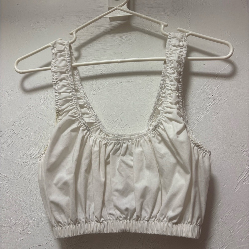 Cropped white tank top